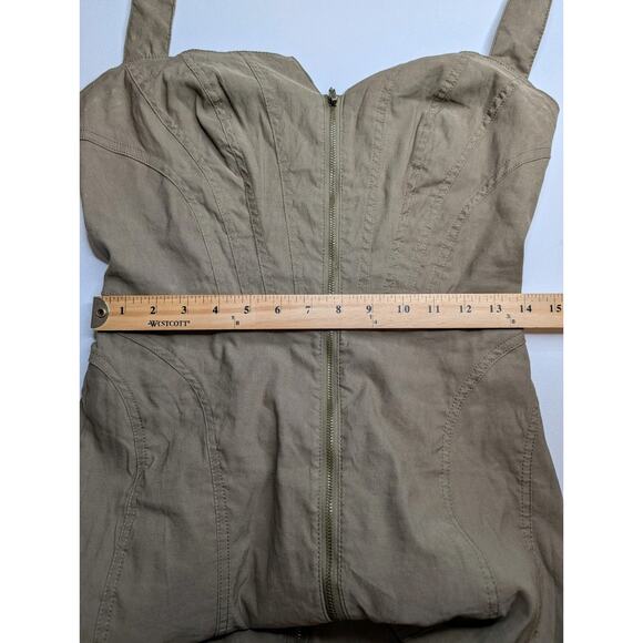 By Anthropologie Zip-Front Halter Corset Dress Green Size Medium Midi - Picture 8 of 13